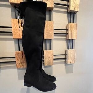 Marc Jacobs Black Suede Over The Knee 3/4" Heel Boots Sz 6M EUC